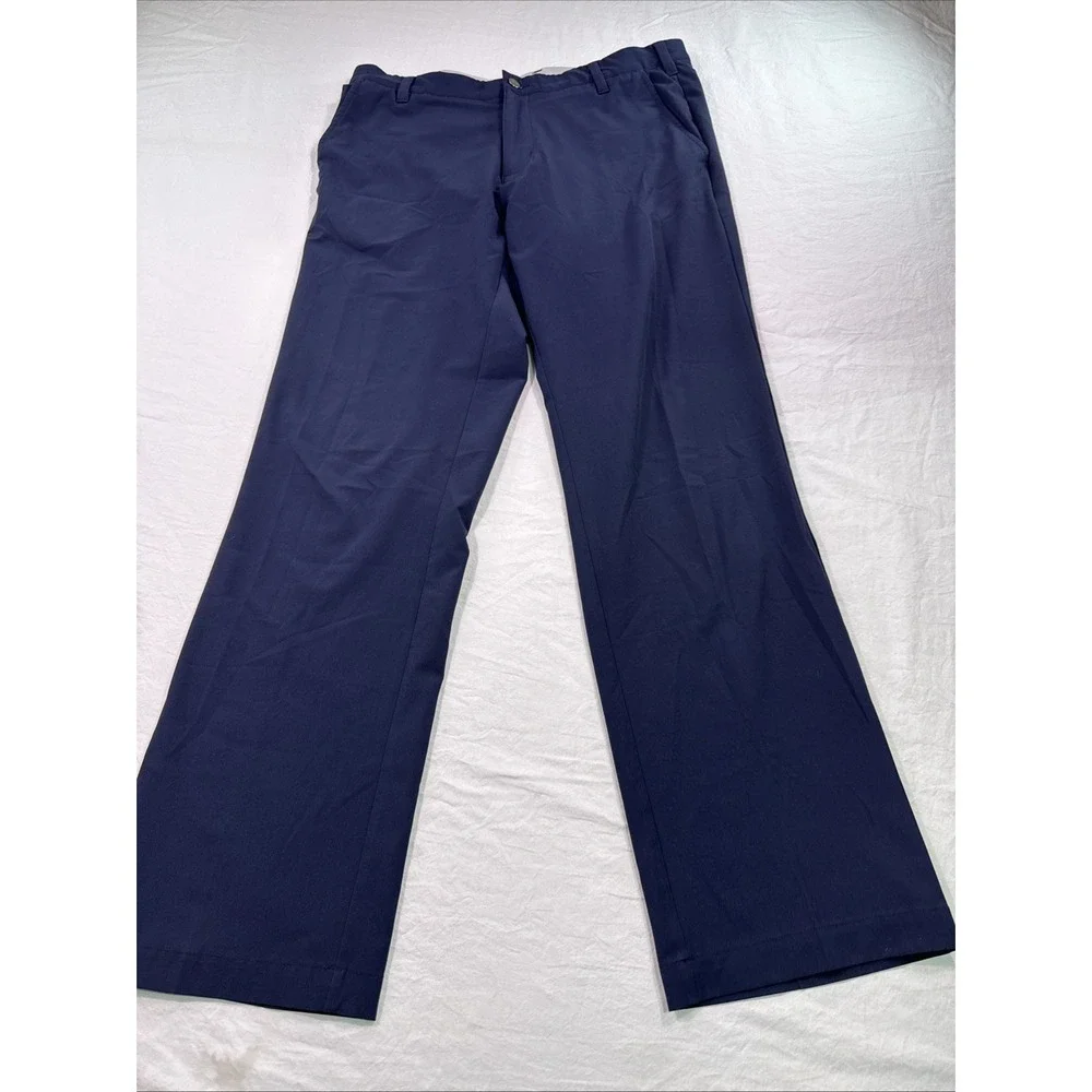 Adidas Pants Men 34x32  NAVY  Straight Golf Flat Front  Climacool PERFORMANCE
